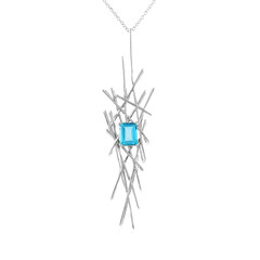 Collar en plata con Topacio color Paraiba