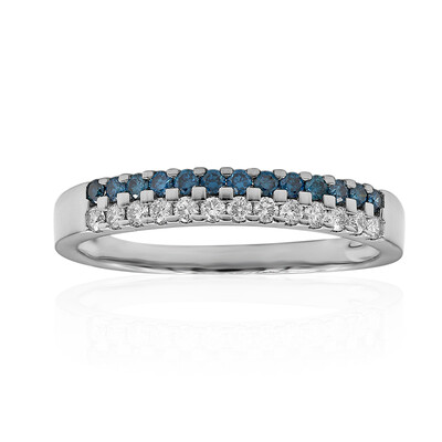 Anillo en platino con Diamante azul SI2