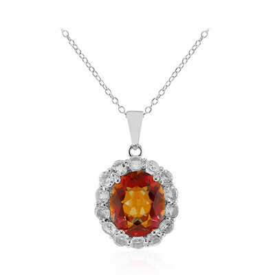 Collar en plata con Cuarzo místico naranja