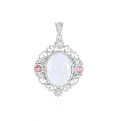 Colgante en plata con Piedra de Luna arcoíris