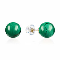 Pendientes en oro con Malaquita