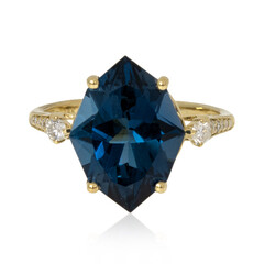 Anillo en oro con Topacio azul de Londres