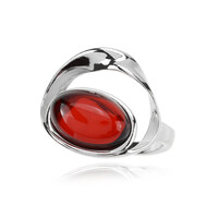 Anillo en plata con Ámbar colombiano rojo