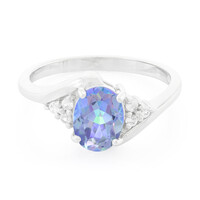 Anillo en plata con Topacio Místico azul
