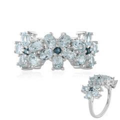 Anillo en plata con Topacio azul cielo