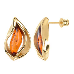 Pendientes en plata con Ámbar báltico cognac
