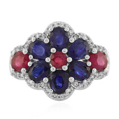 Anillo en plata con Zafiro azul de Madagascar