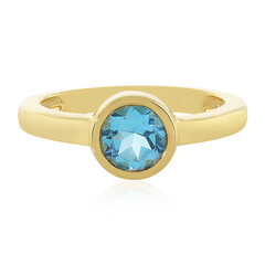 Anillo en plata con Topacio azul suizo