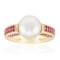 Anillo en oro con Perla de mar plateada (Michelle Albala)