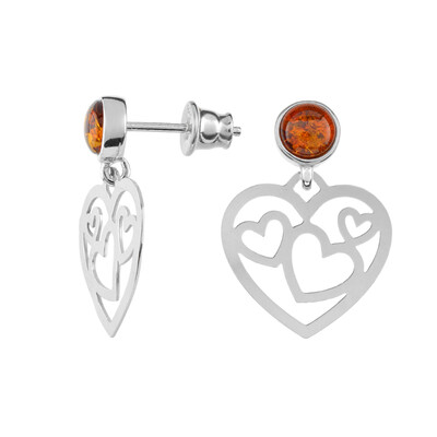 Pendientes en plata con Ámbar báltico cognac (dagen)