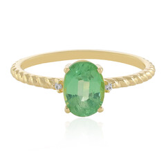 Anillo en oro con Cianita verde