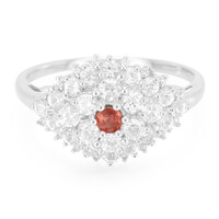 Anillo en plata con Rubí rojo atardecer