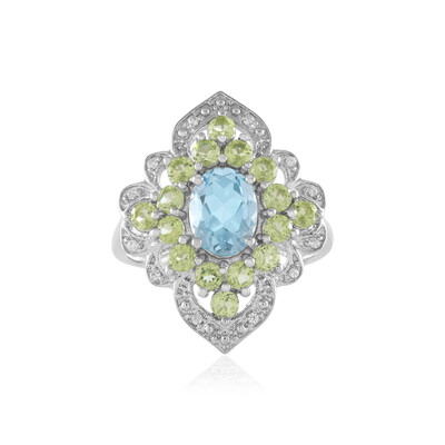 Anillo en plata con Topacio azul cielo