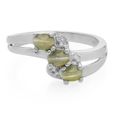 Anillo en plata con Alejandrita ojos de gato