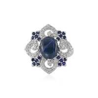 Anillo en plata con Zafiro estrella azul