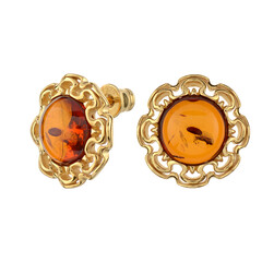 Pendientes en plata con Ámbar báltico cognac
