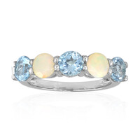 Anillo en plata con Topacio azul cielo