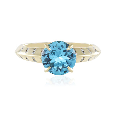 Anillo en oro con Topacio azul suizo (de Melo)