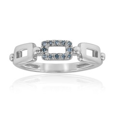 Anillo en plata con Diamante azul cielo I2