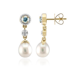 Pendientes en oro con Perla blanca del mar del sur (Michelle Albala)