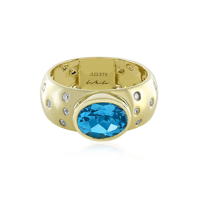 Anillo en oro con Topacio azul suizo (de Melo)