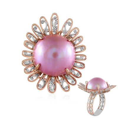 Anillo en plata con Perla rosa Mabe (Gems en Vogue)