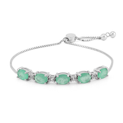 Brazalete en plata con Cuarzo verde pastel