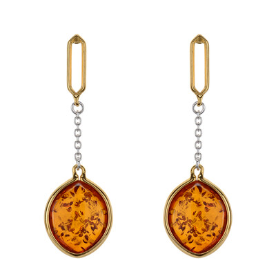 Pendientes en plata con Ámbar báltico cognac (dagen)