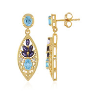 Pendientes en plata con Topacio azul suizo