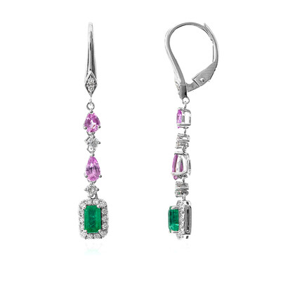 Pendientes en oro con Esmeralda de Zambia AAA (CIRARI)
