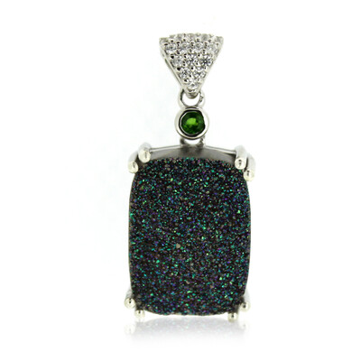 Colgante en plata con Ágata verde brillante
