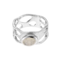 Anillo en plata con Piedra de Luna arcoíris