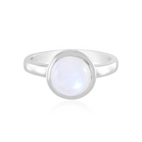 Anillo en plata con Piedra de Luna arcoíris