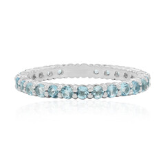 Anillo en plata con Topacio azul suizo