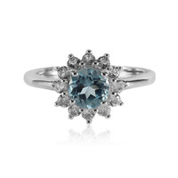 Anillo en plata con Topacio azul cielo