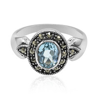 Anillo en plata con Topacio azul cielo