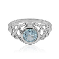 Anillo en plata con Topacio azul cielo