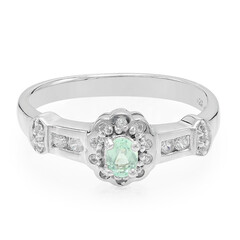 Anillo en plata con Fluorapatita verde