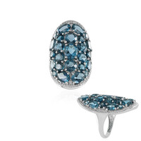 Anillo en plata con Topacio azul de Londres