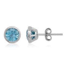Pendientes en plata con Topacio azul suizo