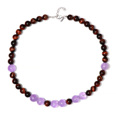 Collar en plata con Ojo de tigre rojo