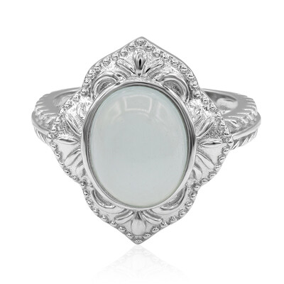 Anillo en plata con Calcedonia agua