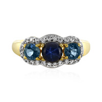 Anillo en plata con Zafiro estrella azul