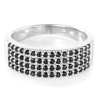 Anillo en plata con Espinela negra