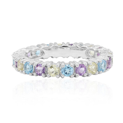 Anillo en plata con Topacio azul suizo