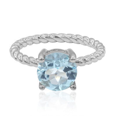 Anillo en plata con Topacio azul cielo