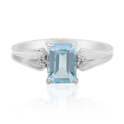 Anillo en plata con Topacio azul cielo