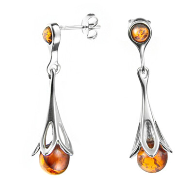 Pendientes en plata con Ámbar báltico (dagen)