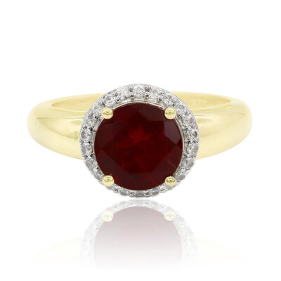 Anillo en oro con Tibetana roja