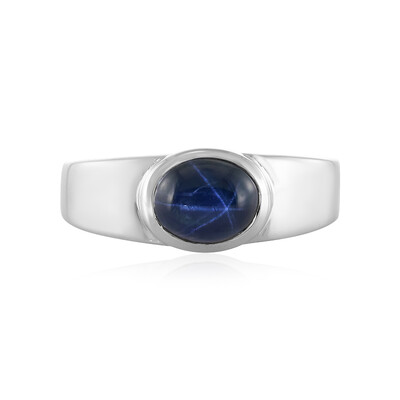 Anillo en plata con Zafiro estrella azul
